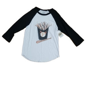 TINY Turnip MBL  Pittsburg Pirates T-Shirt Raglan Black White Kids Large